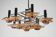 12-light Mazzega chandelier in amber and clear murano glass and chrome. Ita