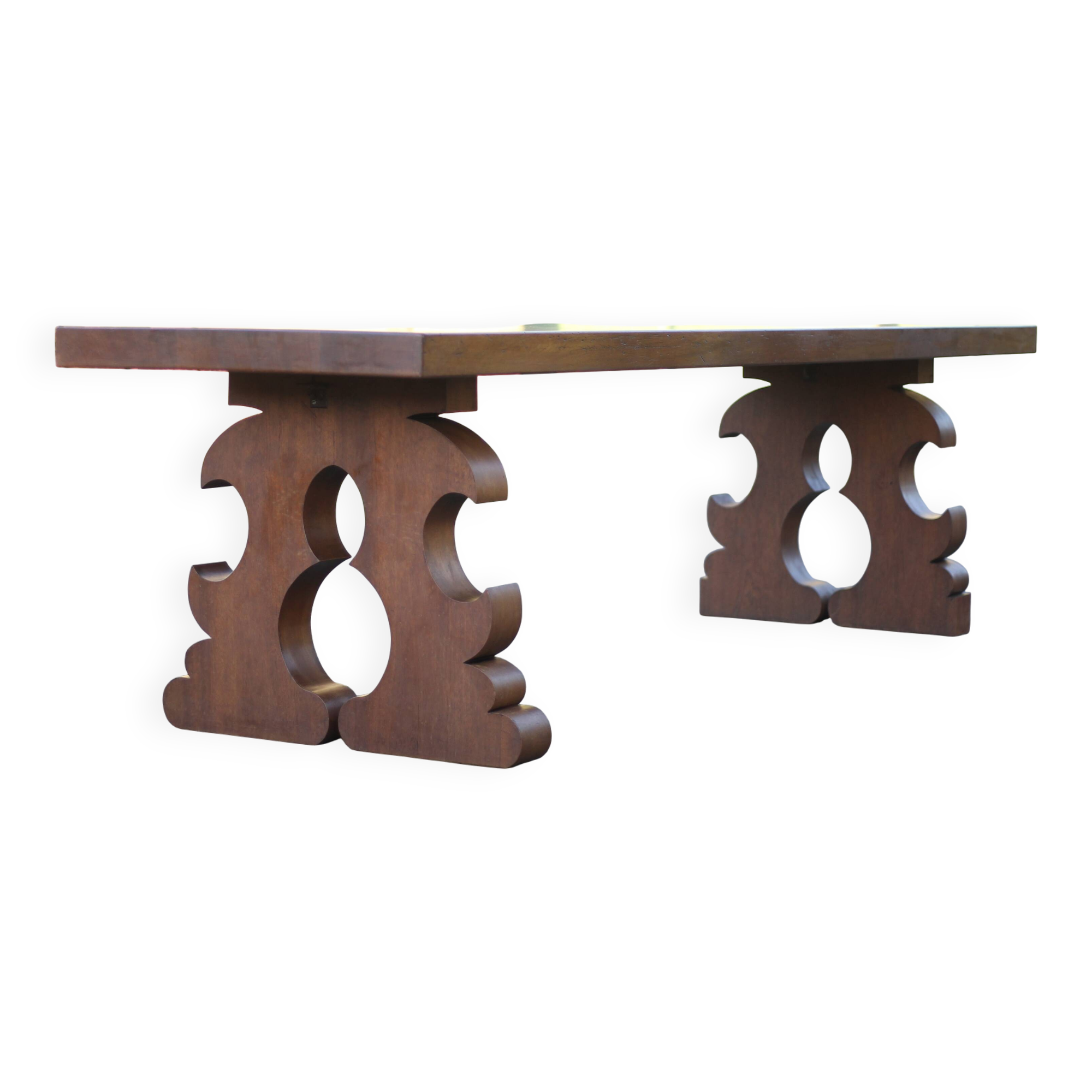 Large wooden table with carved legs, handcrafted table, solid wood table, living room table, table