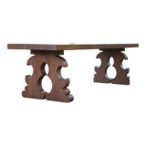 Grande table bois avec pieds sculptés, table artisanale, table bois massif, table de salon, table