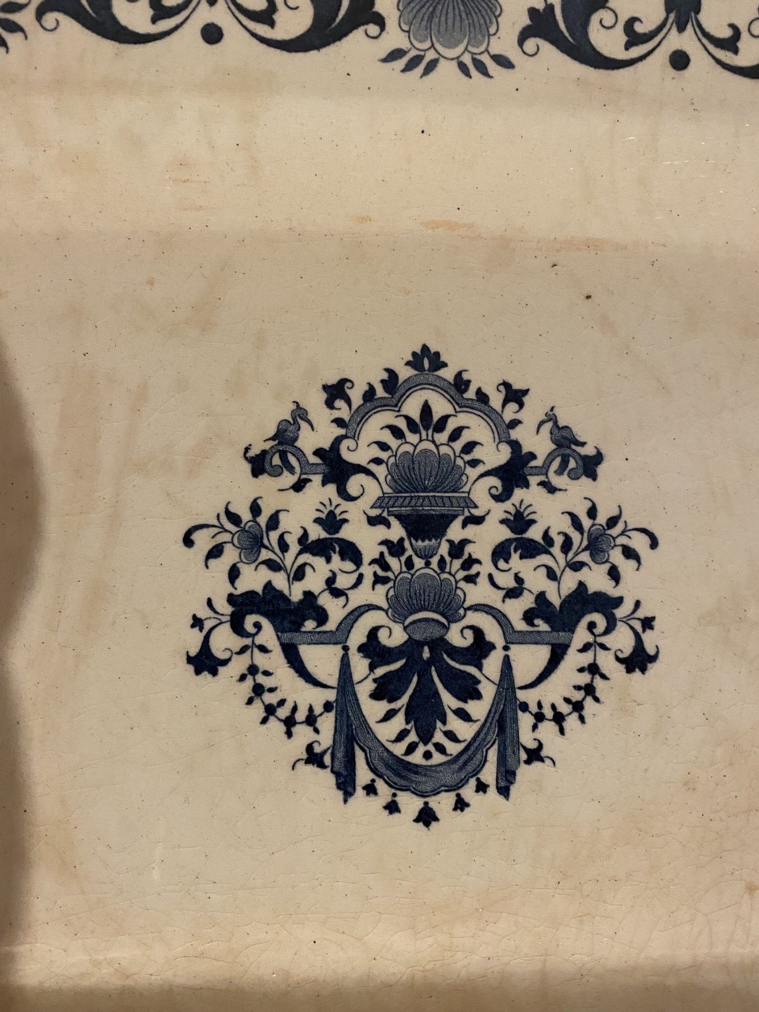 Plat rectangulaire,Manufacture de Gien, modèle Carré Bleu