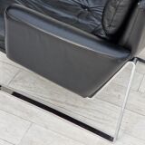 2 seater sofa, leather, chrome steel.