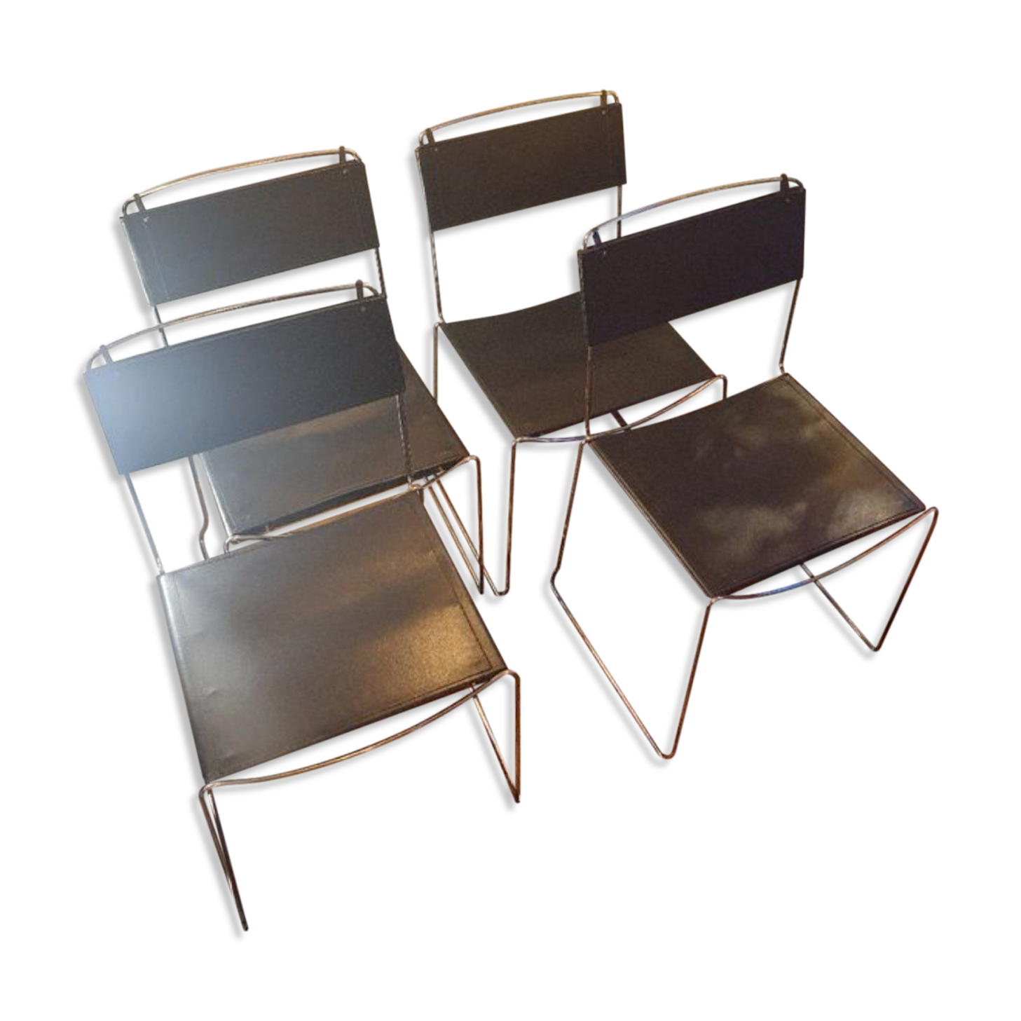 Set of 4 Giandomenico Belotti leather chairs Italian 1980