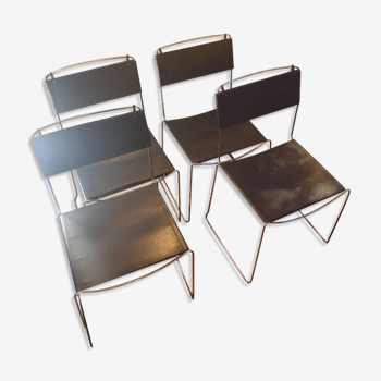 Set of 4 Giandomenico Belotti leather chairs Italian 1980