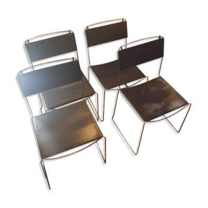Suite de 4 chaises cuirs Giandomenico