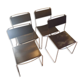 Set of 4 Giandomenico Belotti leather chairs Italian 1980