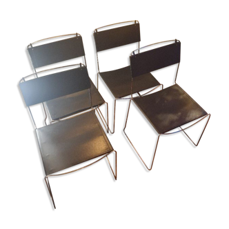 Set of 4 Giandomenico Belotti leather chairs Italian 1980