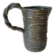 Boudin pitcher with twisted handle - Grey blue stoneware pottery