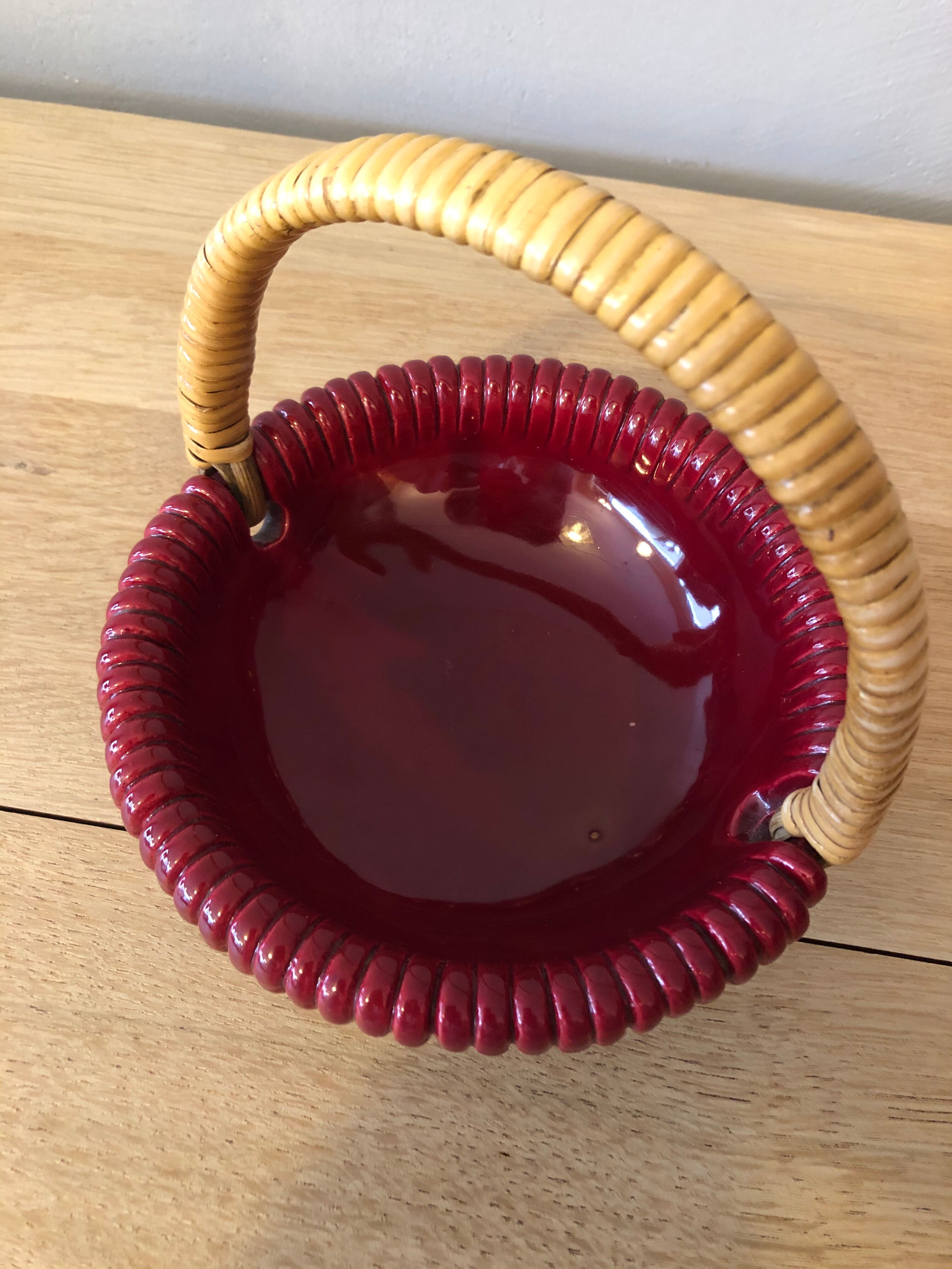 Ceramic and rattan basket