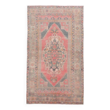 4x7 Red Navy Blue Handmade Turkish Rug, 132x228Cm SK 20526
