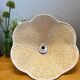 Suspension fleur en rotin vintage beige