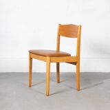 Set of 6 Danish Dining Chairs made of Beech and Brown Leatherette