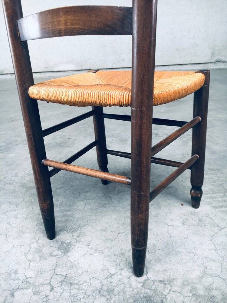 French Provincial Design Rush Dining Chairs, 1940s, Set of 8