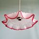 Paire de suspensions festonnées en verre satiné transparent et rose, années 1920-30