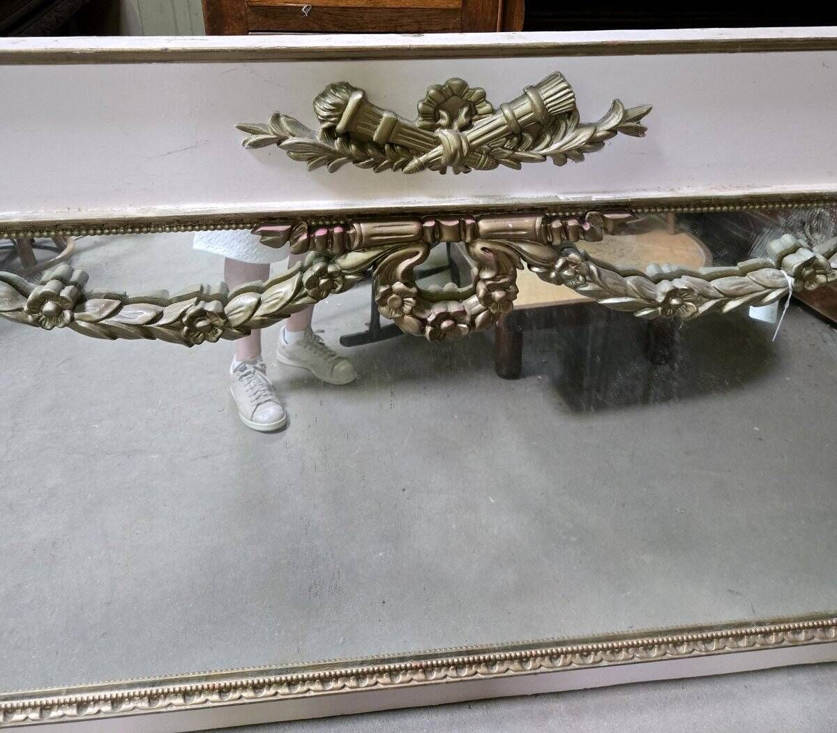 very large wooden trumeau in Louis XVI style, painted wood