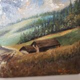 Painting - Oil on canvas View of the Ambérieu en Bugey mountain Signed Aimé Apul