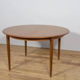 Mid-century round teak extendable dining table from Skovmand & Andersen, Denmark, 1960s