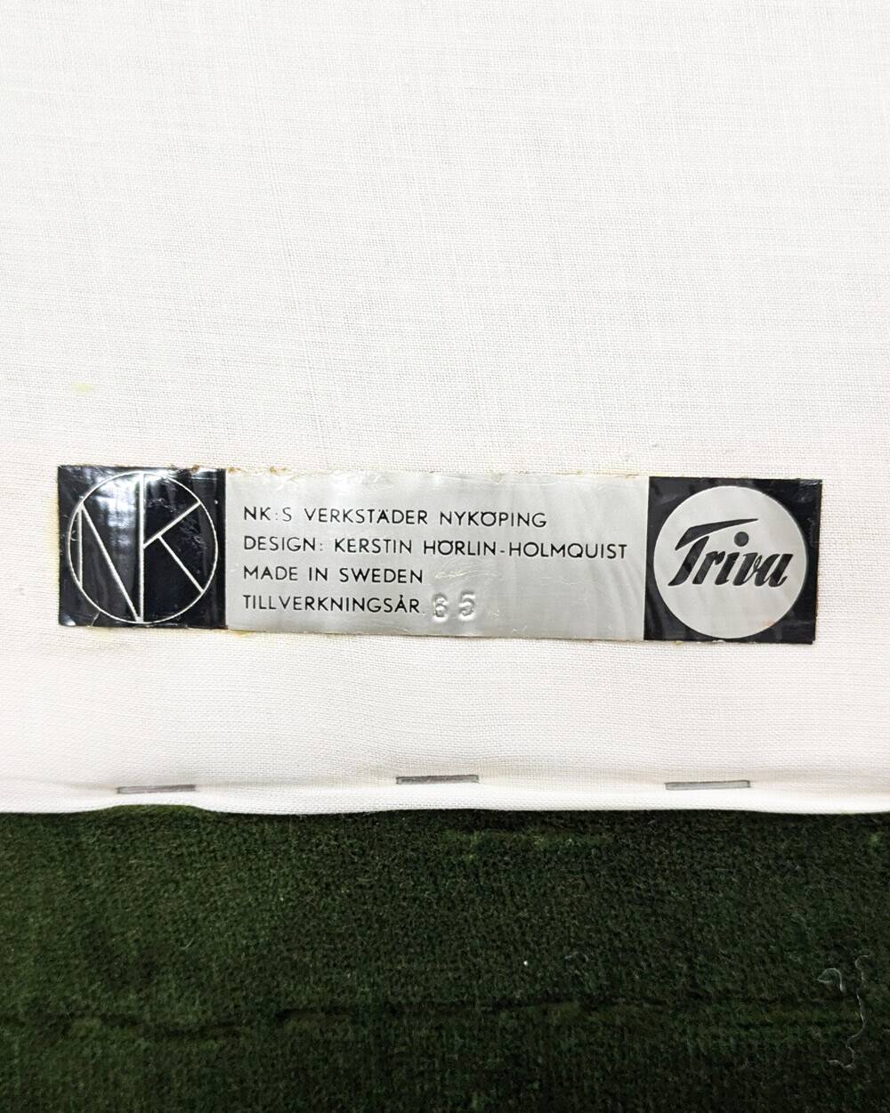 Little Adam Chair by Kerstin Horlin-Holmquist in Green Velvet, Swedish 1950's