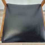 Six Scandinavian-style teak and leather dining chairs