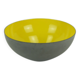 Vintage danish krenit bowl herbert krenchel yellow enamel torben orskov 50s
