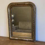 Louis Philippe gilded mirror late 19th century. Polychrome decoration.