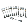 Série de 12 fourchettes à gâteaux Christofle en métal argenté modèle Perle