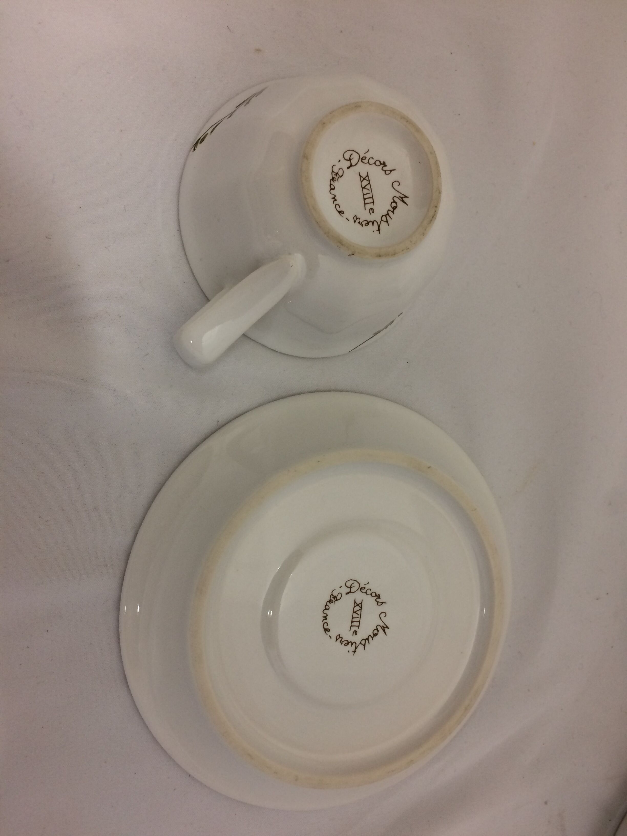 vintage Moustier coffee cups décor