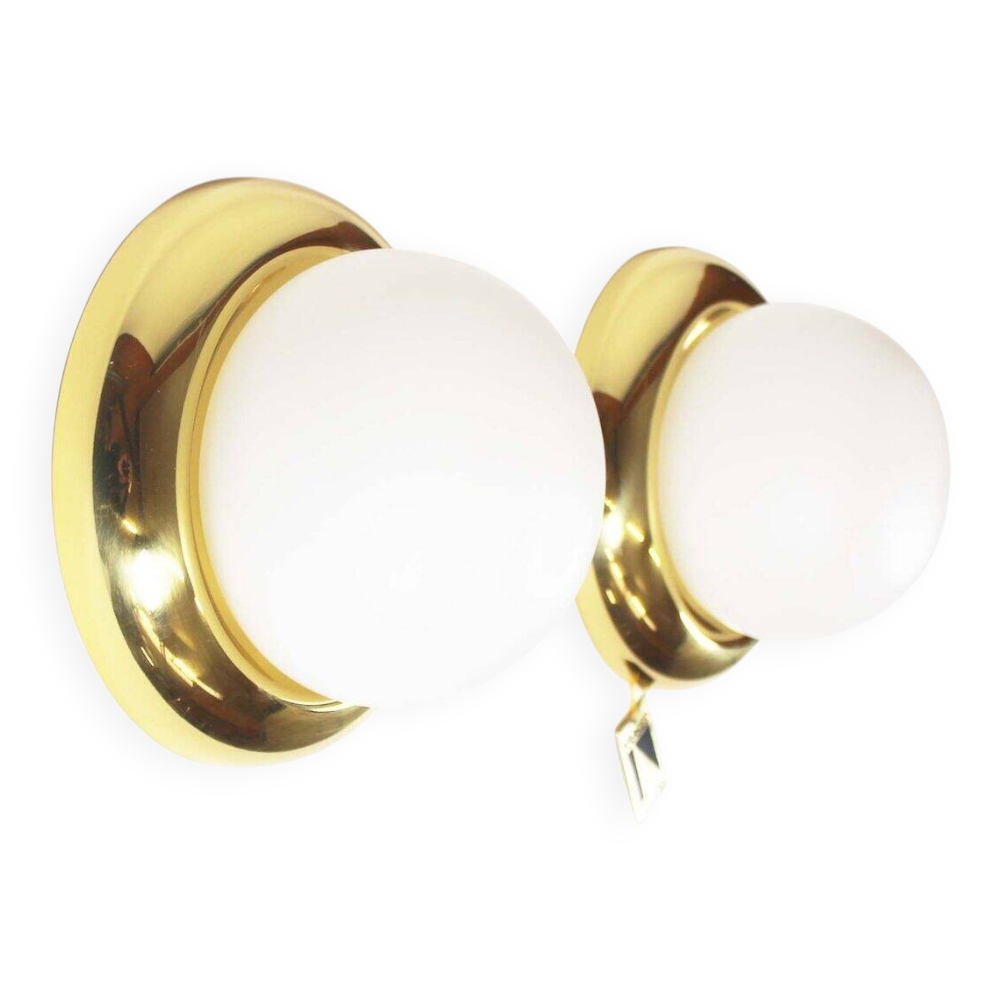 opaline glass and brass vintage wall lights by Kaiser Leuchten, Germany 1970s