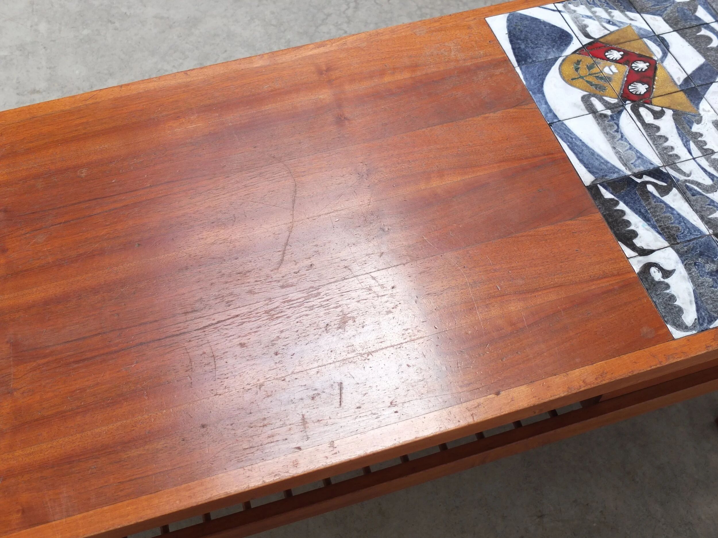 Walnut coffee table with ceramic tile by Jos De Mey for Van Den Berghe-Pauvers, 1960s
