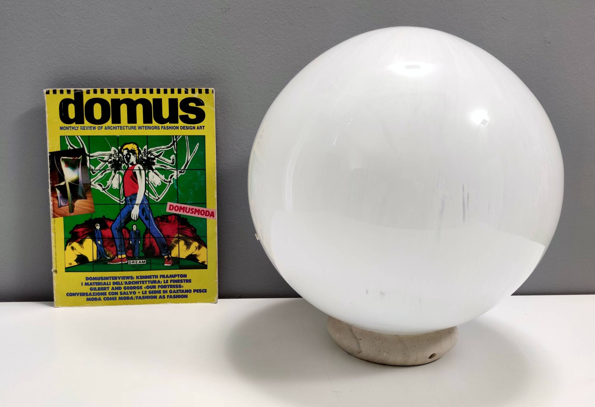 Postmodern White Murano Blown Glass Table Lamp by La Murrina with Murrines Italy