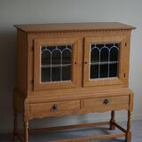 20th-century solid oak display cabinet with a glass front, by a Danish cabinetmaker.