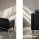 Vintage Mid-Century Danish Modern Two-Seater Black Leather Sofa, 1970s