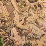 Large Aubusson-style wall tapestry with a musical scene.