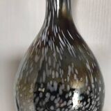 Vintage vase, modernist design, brown with white speckled chrome highlights 25 cm