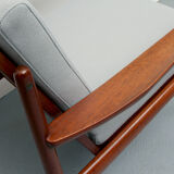 Fauteuil teck des années 1960 en gris, Arne Vodder
