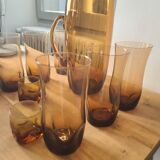 Amber orangeade set - 1 pitcher - 6 glasses - 2 small glasses