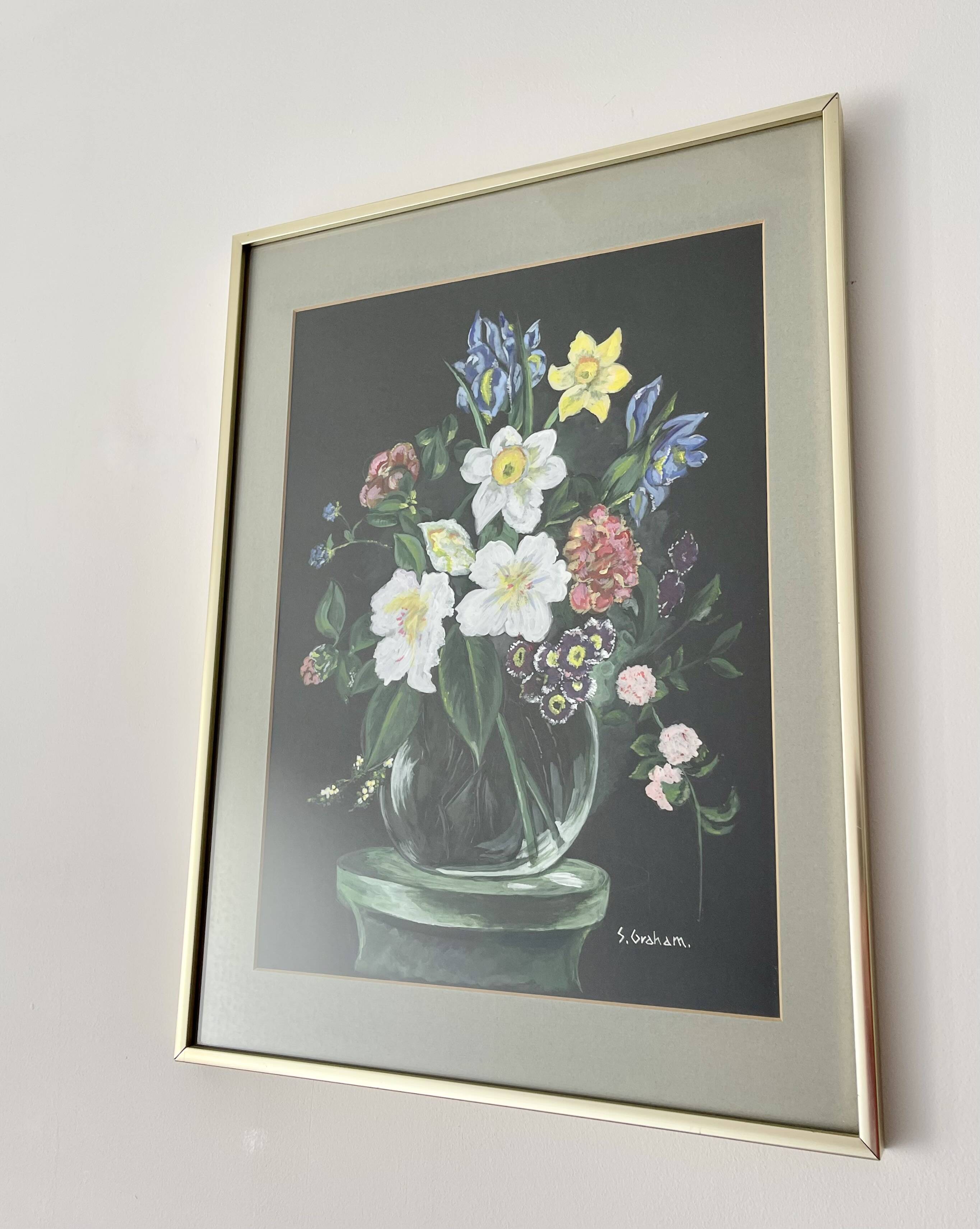 Vintage Still Life Painting of Flowers