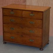 Victorian military commode in patinated walnut.