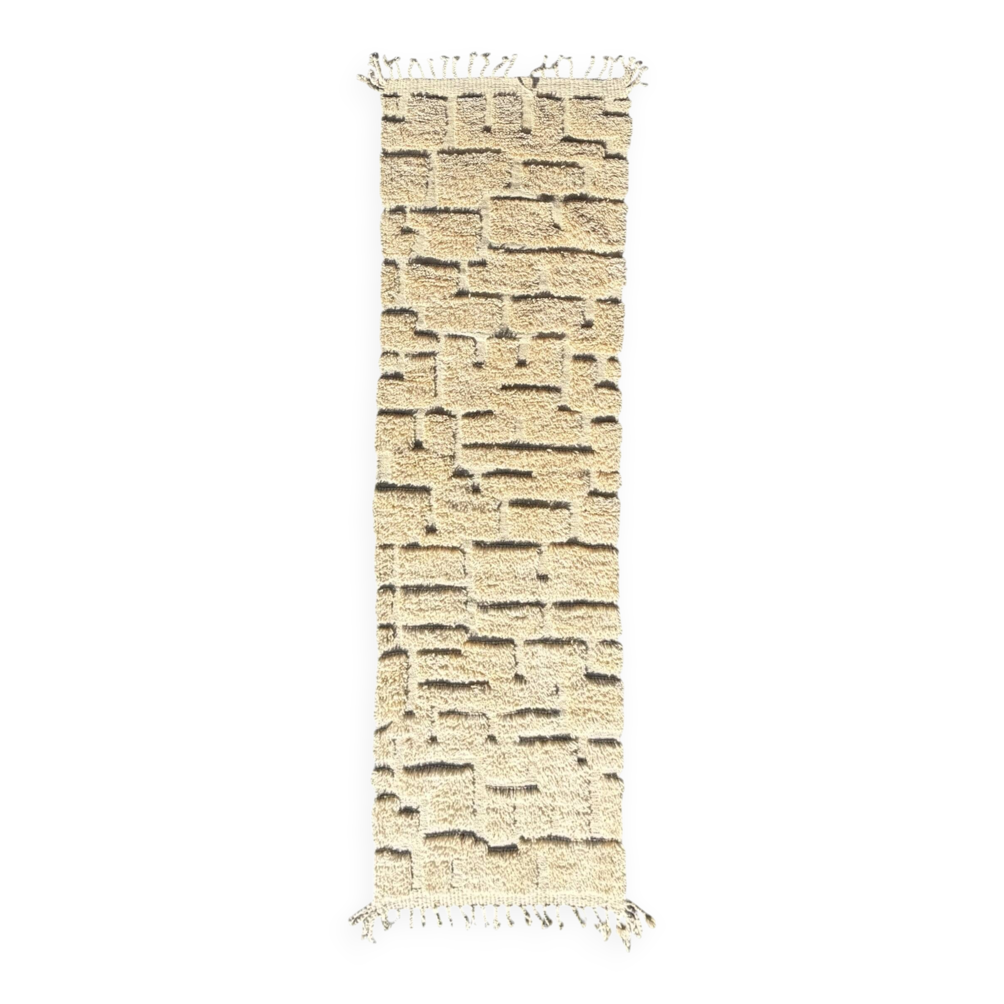 Moroccan Berber rug long in blue and white wool 80x310 cm – Runner rug