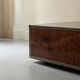 Square coffee table in metal and elm burl in the style of Willy Rizzo, 1970