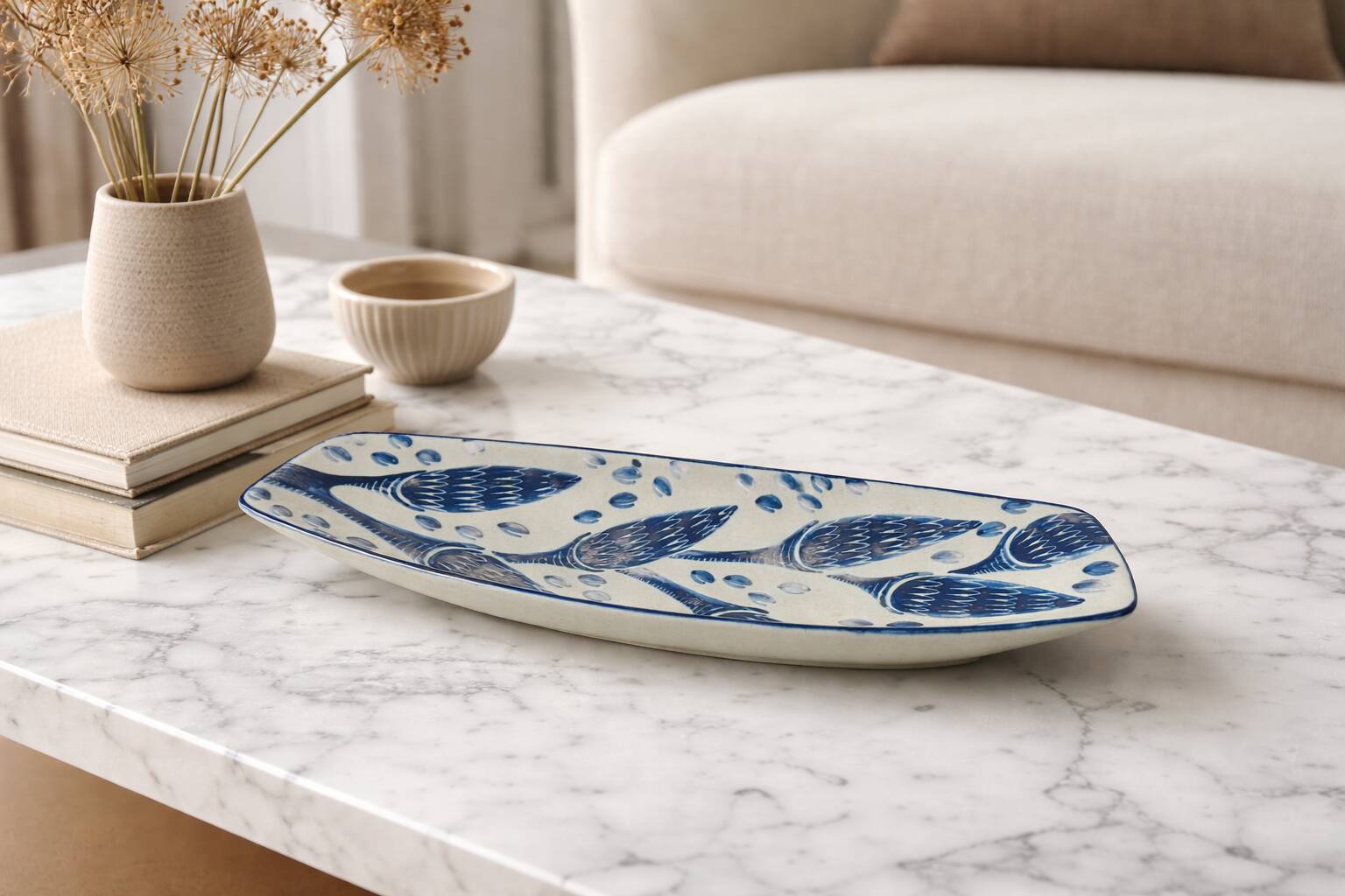 Decorative stoneware plate by Søholm designed by Einar Johansen, Denmark, 1970s.