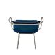 Contemporary sculptural bar stool c. Aged Silver Metal Backrest and Navy Blue Leather