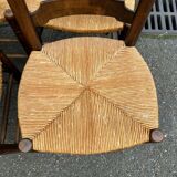 6 solid wood dining chairs with rush seats, oak, 19th century.
