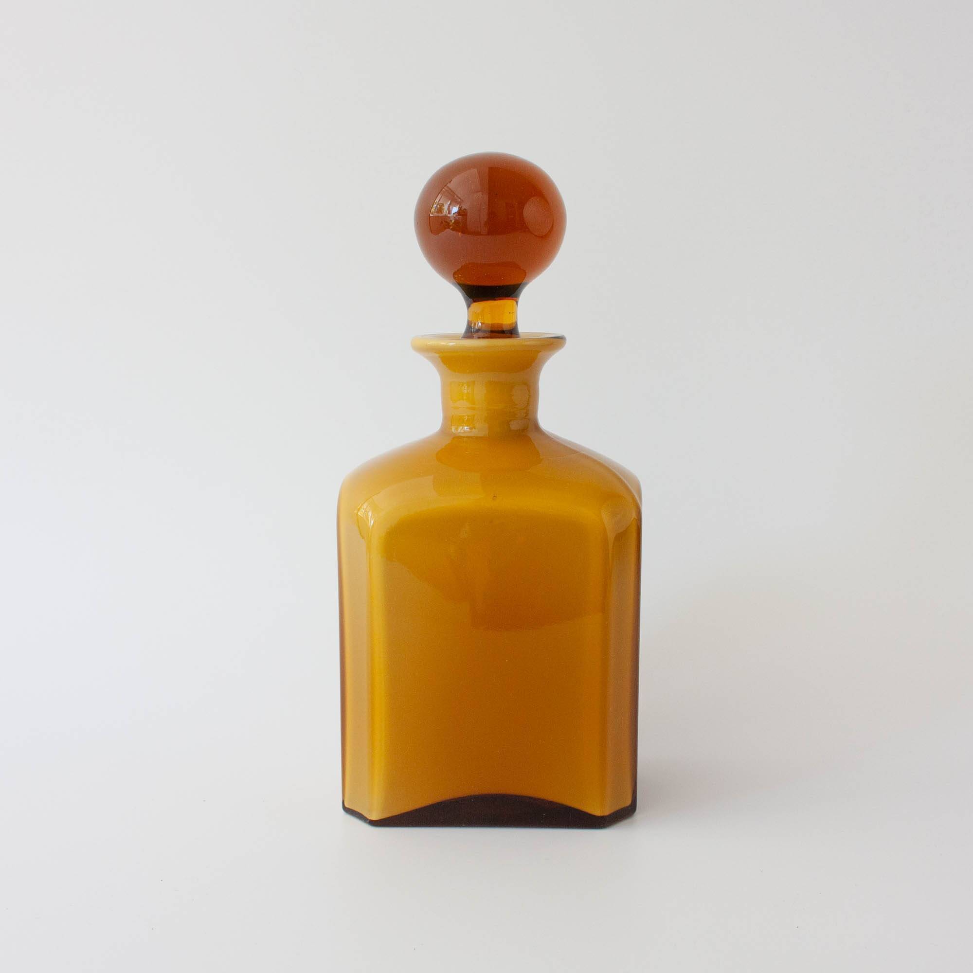Vintage Mustard Opaline Glass Bottle from Marinha Grande, 1960's
