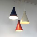 Rare set of 3 conical pendant lamps by Alf Svensson for Bergboms, Sweden 1950's, 2 available