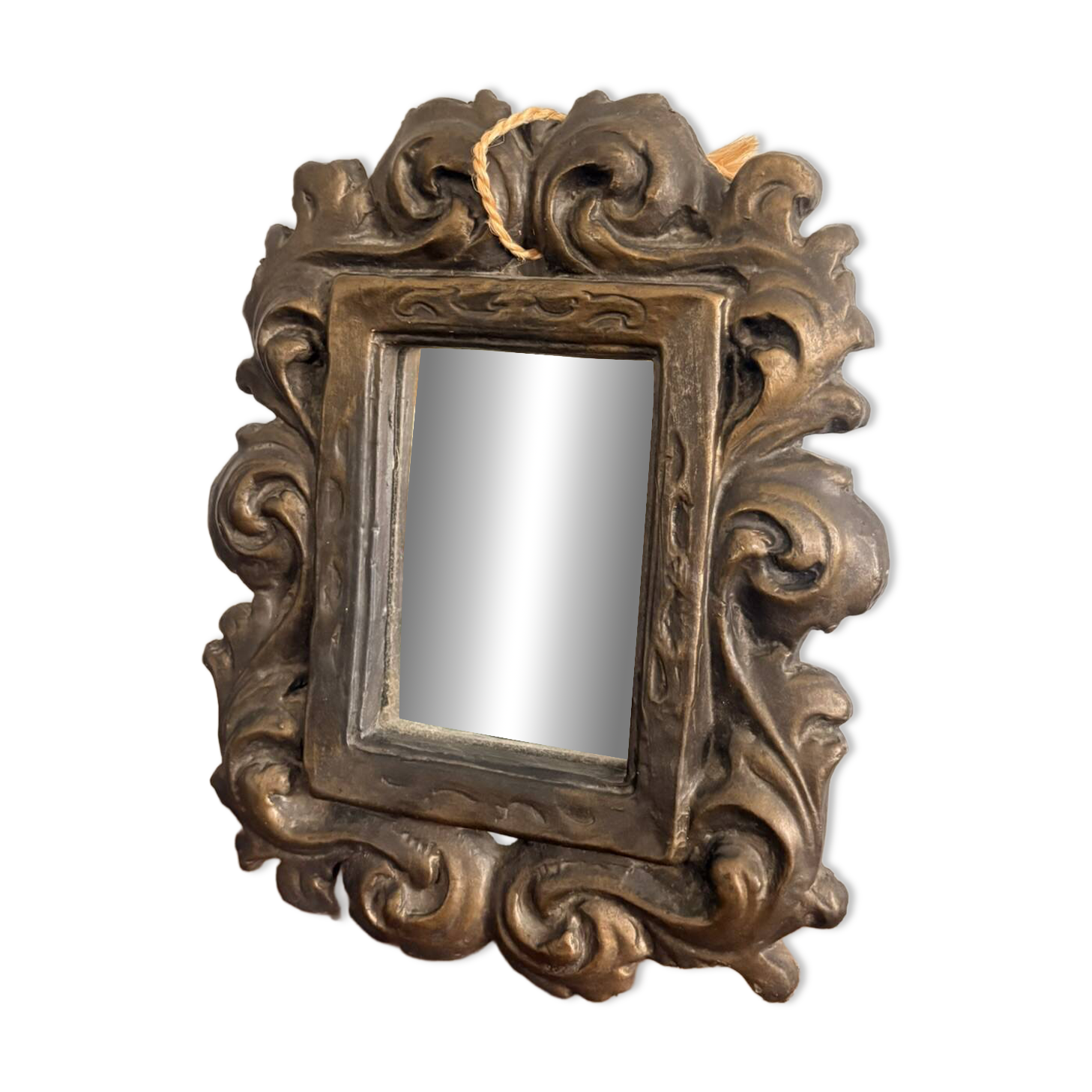 Mirror Frame Terracotta Bronze Patina Rocaille Scrolls Louis XV Style