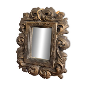 Miroir Cadre Terre Cuite Patine Bronze Rocaille Volutes Style Louis XV