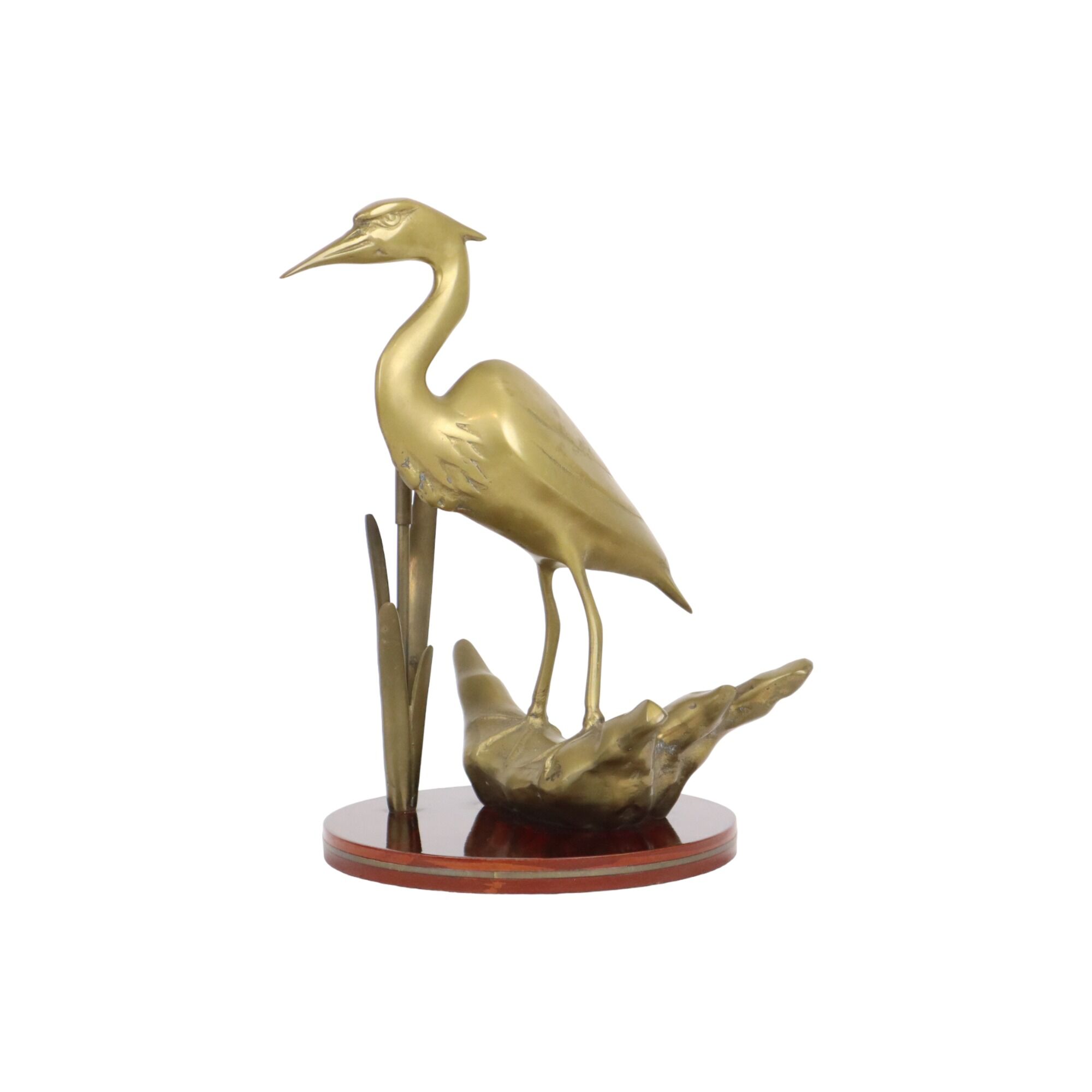 Vintage heron bird statue sculpture brass mid century 31cm