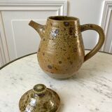 coffee service 6 cups and saucers, teapot and sugar bowl in ceramic / pottery / stoneware years 50-6