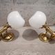 Pair of brass boat swivel appliques - opalin glass globe