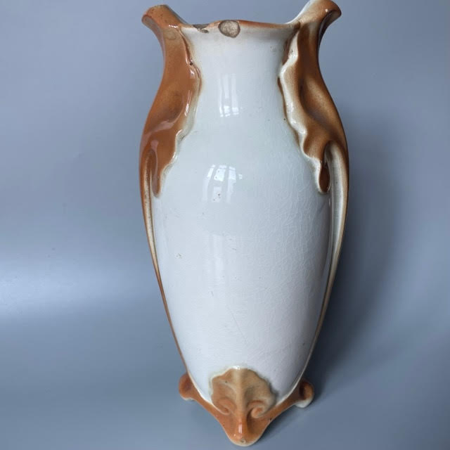 Saint-clément art nouveau vase signed ck in barbotine with decor de fleurs bordeaux